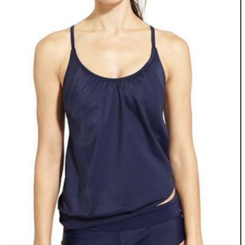Athleta Women's Navy Blouson Tankini Top